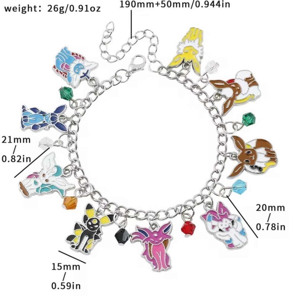 Pokemon Eevee Evolution Silver Charm Bracelet - Picture 7 of 7